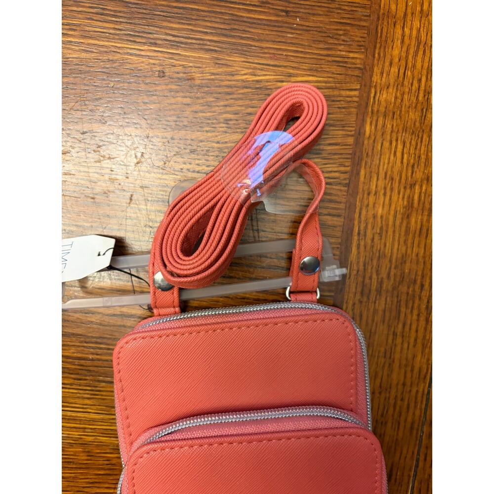 NWT Time & Tru Coral Crossbody Wallet Phone Bag Purse Organizer Zip Around - Picture 10 of 10